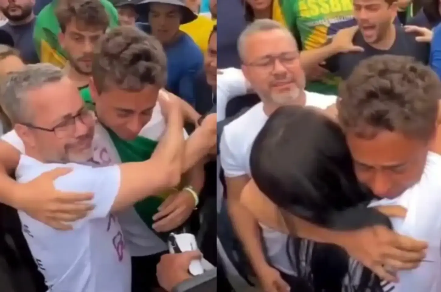 Nikolas se emociona ao encontrar os pais na Caminhada pela Justiça